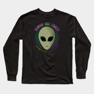 Funny Cute Alien Bully by Human Long Sleeve T-Shirt